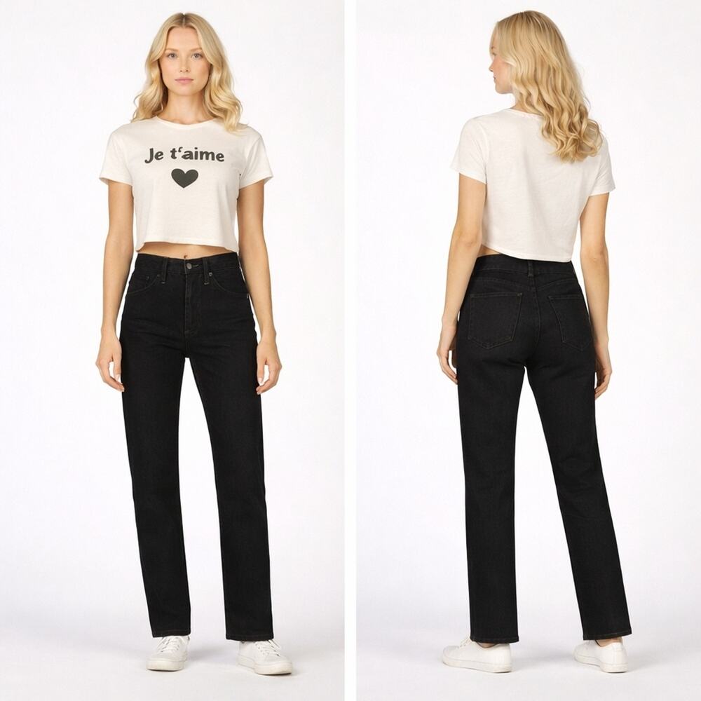 FRAME Le Italien True Straight Jeans Noir Black NWT $338 Size 26   J1730